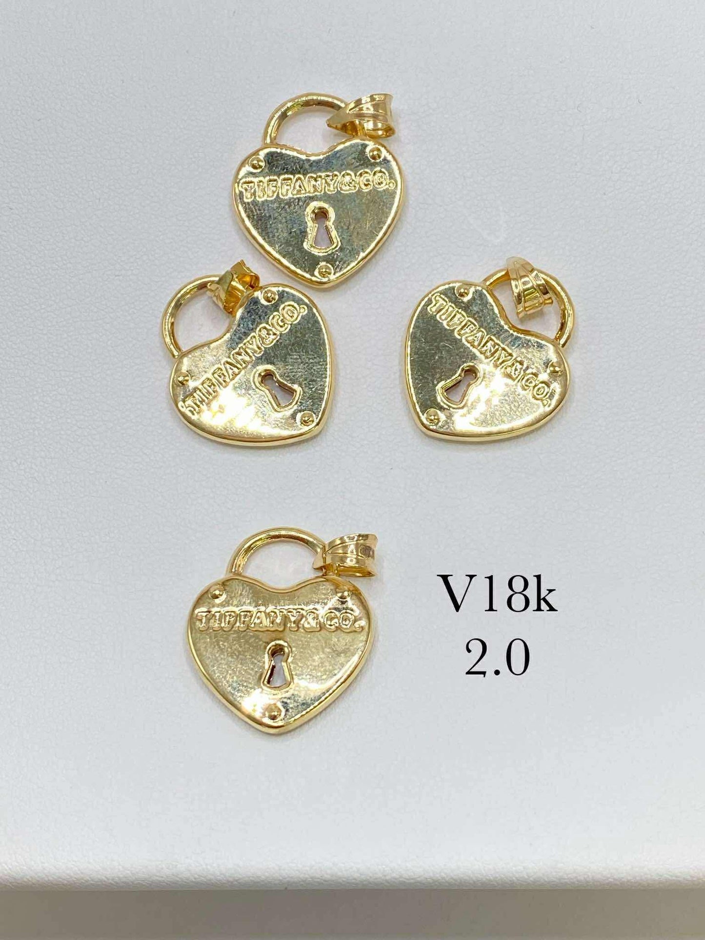 18K real gold Luxury brand -Inspired Heart Lock Pendant| 2.0 grams