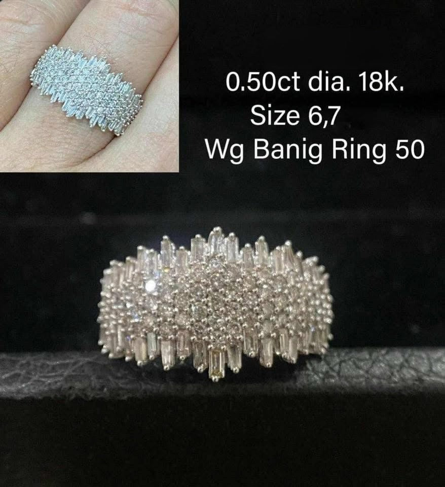 18K White Gold Banig Ring – 0.50ct Diamond | Size 6 & 7 (No certificate)