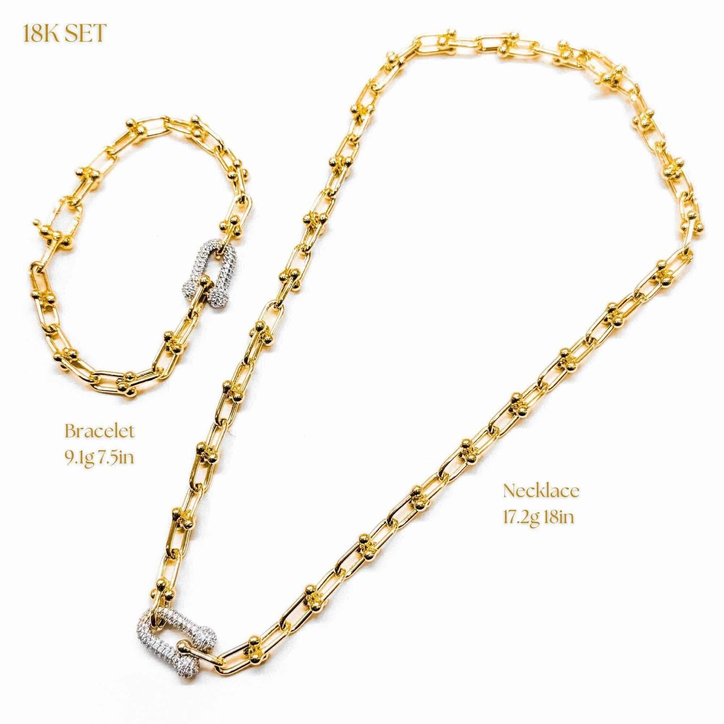 Luxury-Inspired 18K Gold Necklace & Bracelet Set