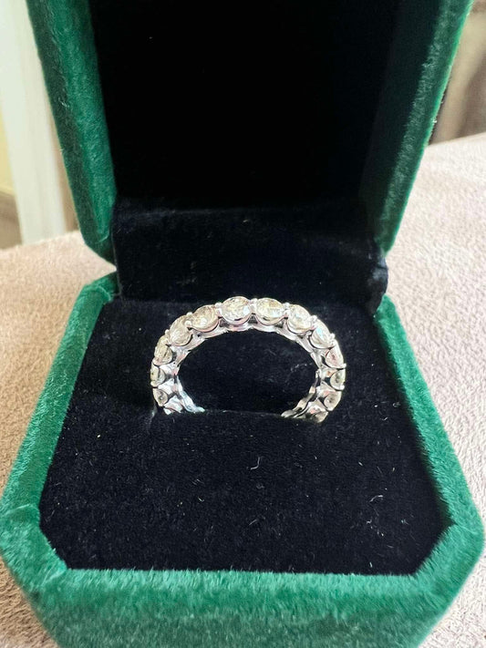 Almost Full Eternity Ring| 3-carat diamonds |18K real white gold with certificate
